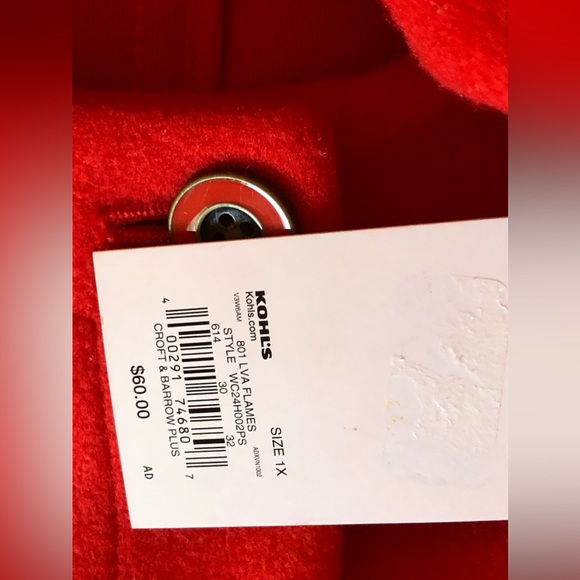 Croft & Barrow collarless knit jacket cardigan NWT Size 1X Plus Sized - Picture 7 of 16